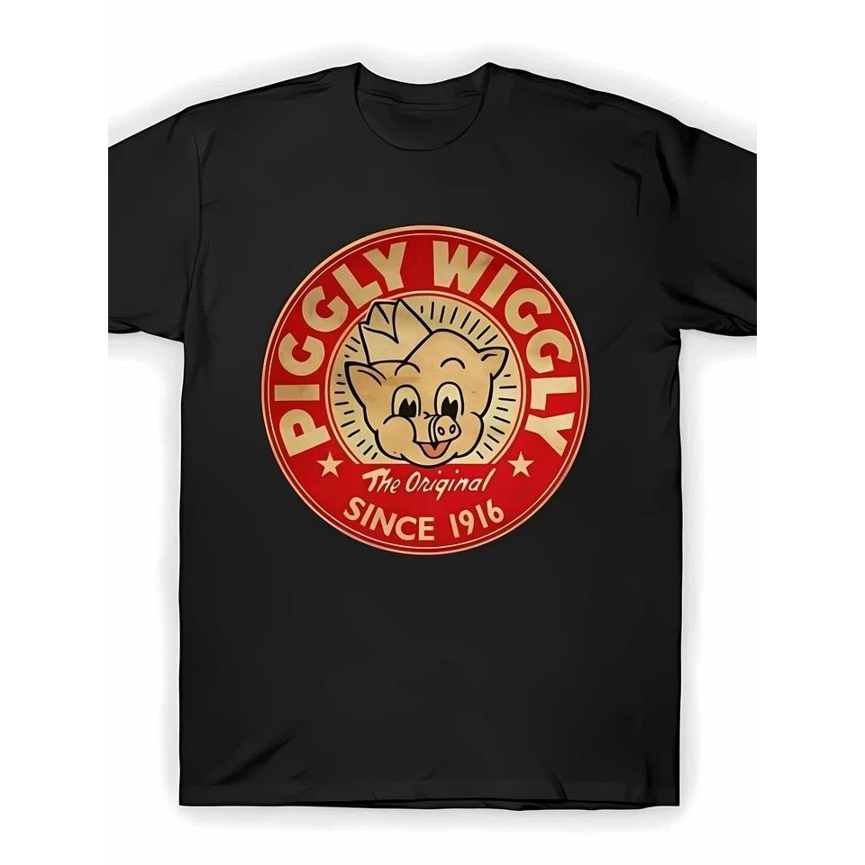 

ZX Summer Piggly Wiggly Since 1916 Graphic Tshirt Mens Round Neck Short Sleeved Tshirt 4XL