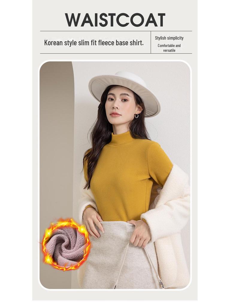 Women's Plush Thickened Half-High Collar Top - Stylish Autumn/Winter 2023 Innerwear