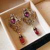 Luxury Retro Palace Style Full  Dangle Earrings For Women Antique Gold Color Drop Earrings Vintage Jewelry Accessories