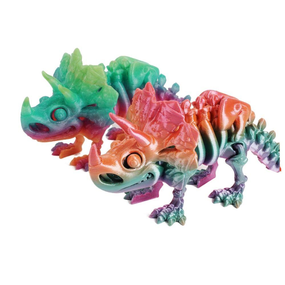 Crystal 3D Printed Triceratops Big Mouth 3D Articulated Dinosaur Toys  Landscaping Decoration