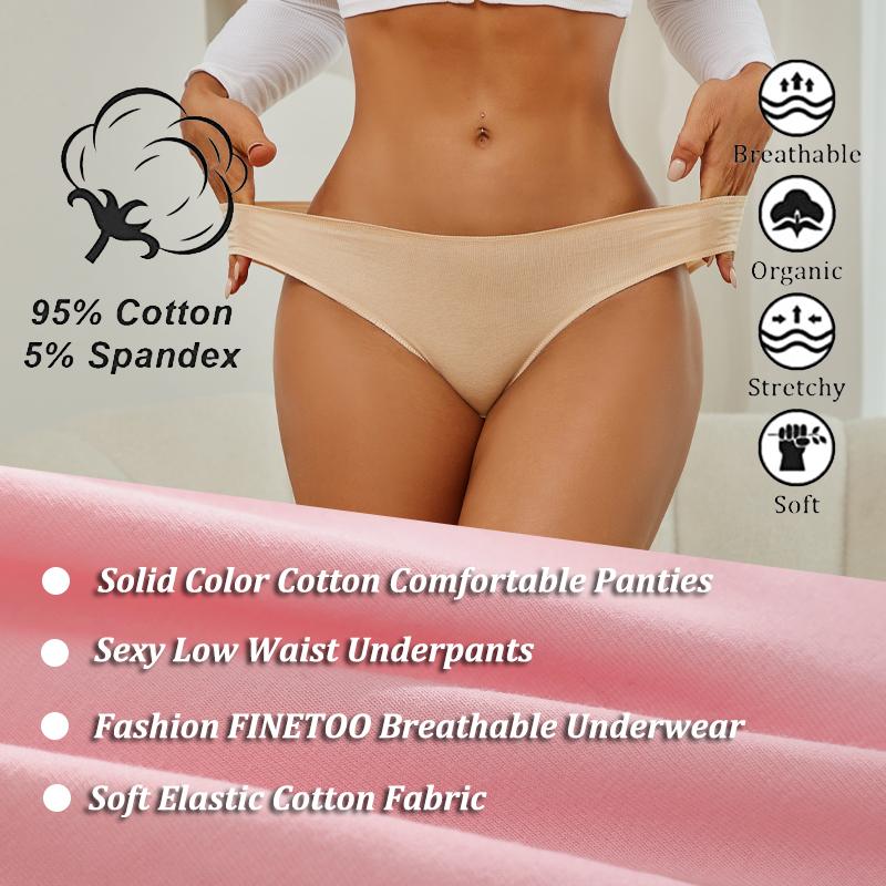 FINETOO 3Pcs/Set Seamless Cotton Fabric Briefs Underwear For Women Sexy Low Waist Breathbale Panties Female Elastic Solid Color Lingerie