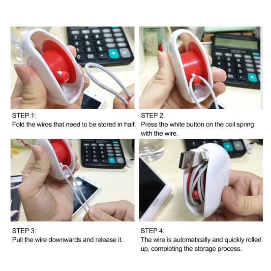Automatic Cord Winder Portable Travel Retractable Headphone USB Data Charging Cable Organizer Auto Roll Wire Management Reel Holder
