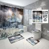 Schneeberg Duschvorhang-Set Schöne Naturlandschaft Duschvorhang Rutschfeste Badematte Toilettendeckelbezug Für Badezimmerdekoration
