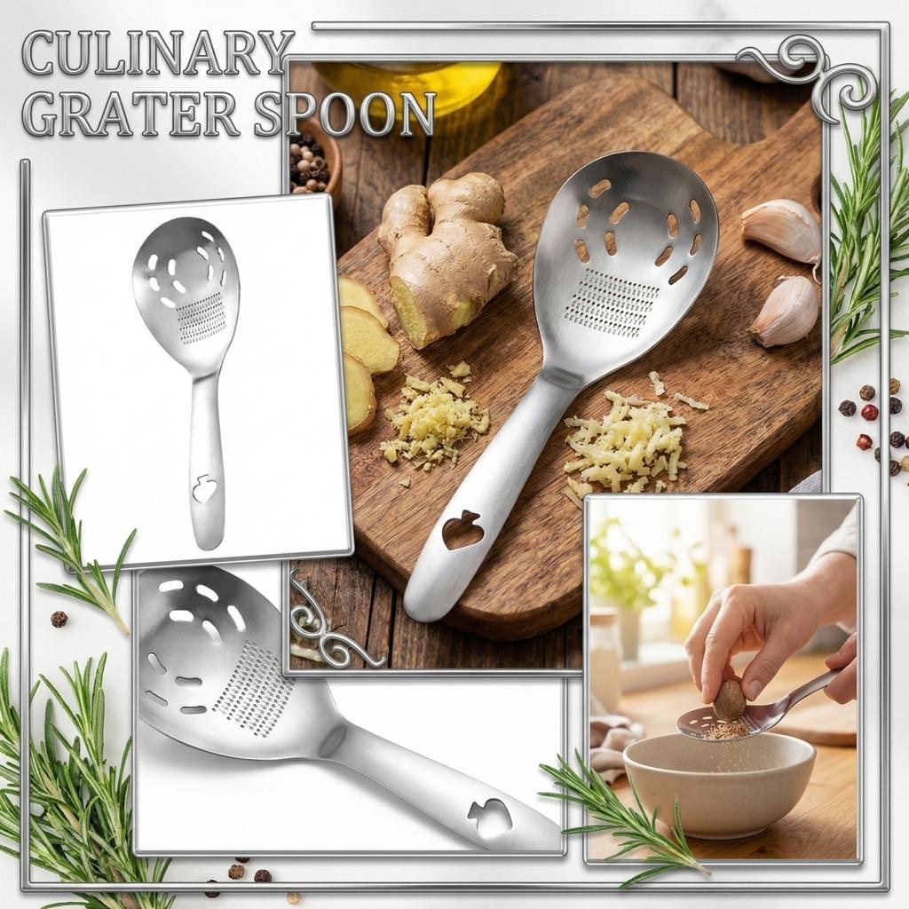 Colher Escumadeira com Ralador de Aço Inoxidável Utensílio de Cozinha Multifuncional para Cozinhar Servir e Escorrer Alimentos Facilmente