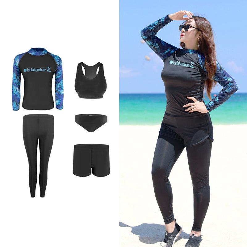 Women s Long Sleeve Jellyfish-Proof Diving Suit - Two-Piece Plus Size Swimwear with Zipper Long Pants 3XL