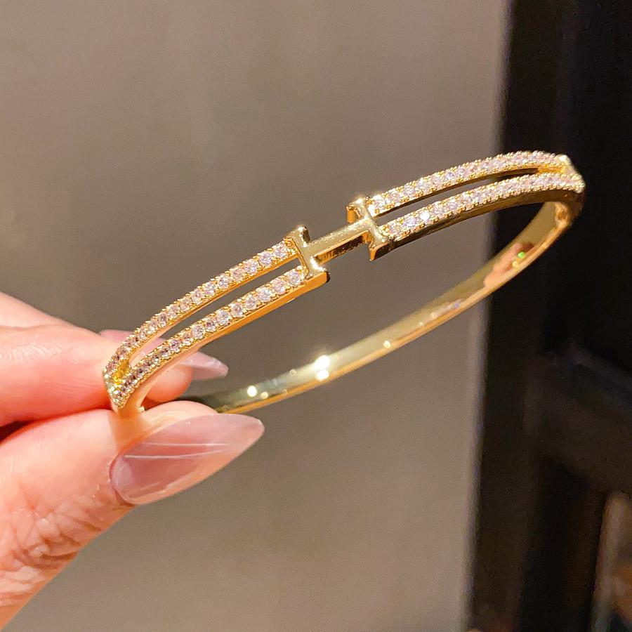 18k Gold Plated Zircon Letter H Bracelet For Women Fashion Minimalist Jewelry