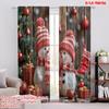 2pcs 2D Flat Printing Christmas Scene Curtain Snowman Snowflake Christmas Flag 100% Polyester Without Electricity Festive