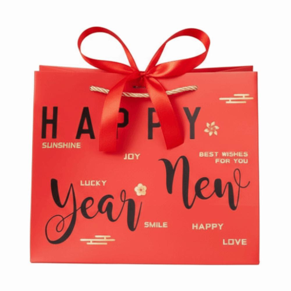 Red Present Wrap Bag Bow Ribbon New Year Gift Bag New Year Decor Gift Packing Bag Holiday Gifting