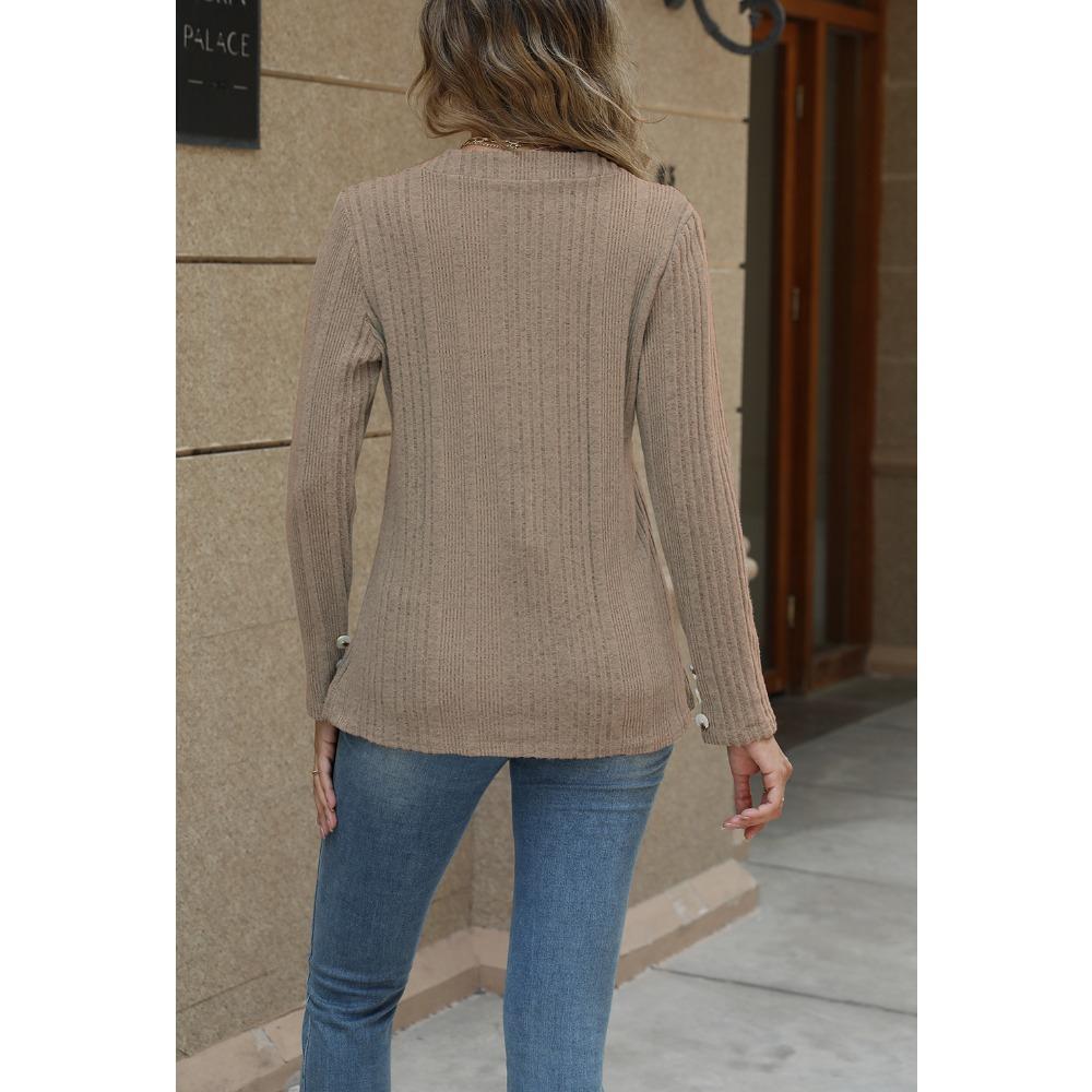 GMXIA Women's Fashion Casual Autumn Winter Solid Color Print Long Sleeve V-Neck Blouses & Shirts