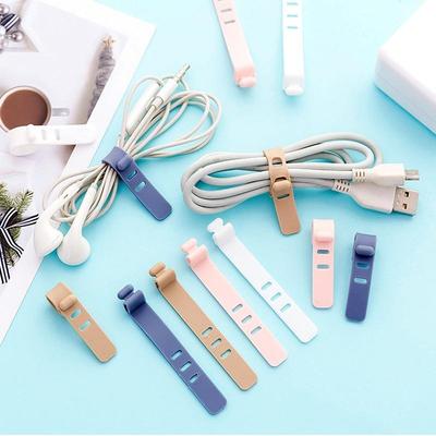 10PCS Cable Organizer Silicone Wire Binding Data Cable Tie Management Bobbin Winder Marker Holder Tape Lead Straps