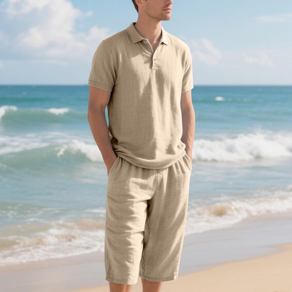 Men's Daily Casual Linen 2 Piece Outfit Lapel Long Sleeve Shirt & Long Pants Breathable Comfortable All-Match Wear Set