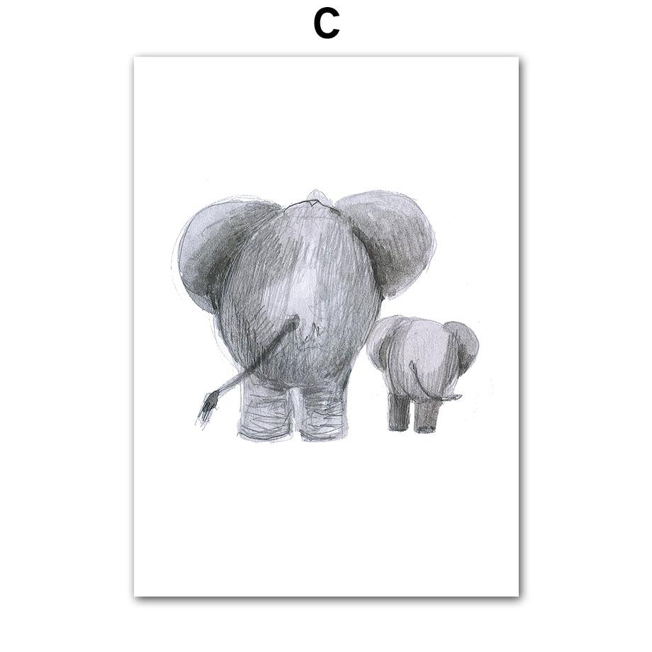Bear Elephant Kangaroo Rabbit Bird Snail Wall Art Canvas Painting Nordic Posters And Prints Animal Wall Pictures Kids Room Decor