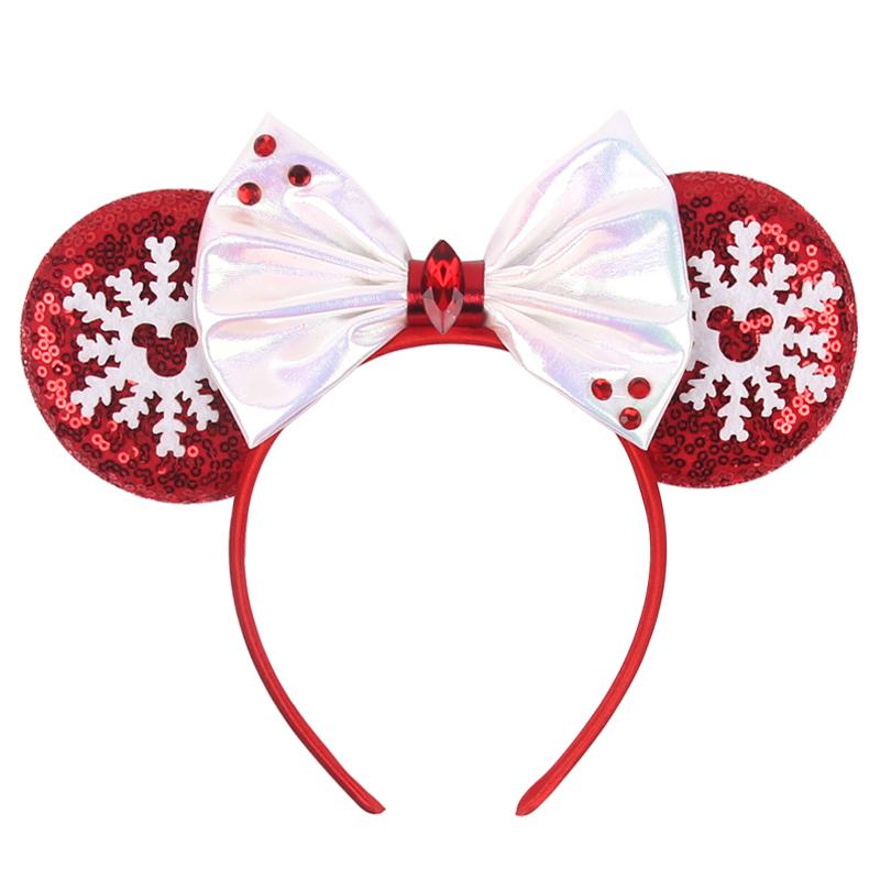Neues Weihnachts-Mausohren-Stirnband für Mädchen Einheitsgröße Pailletten Schleife Haarband Festival Party DIY Haarschmuck Boutique