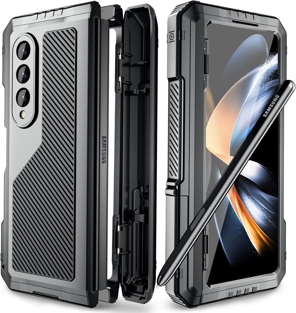 Military Protection Armor Heavy Duty Case For Saumsung Galaxy Z Fold 4 5 6 7 Full-Body Shockproof Cover Stand PET Screen Film