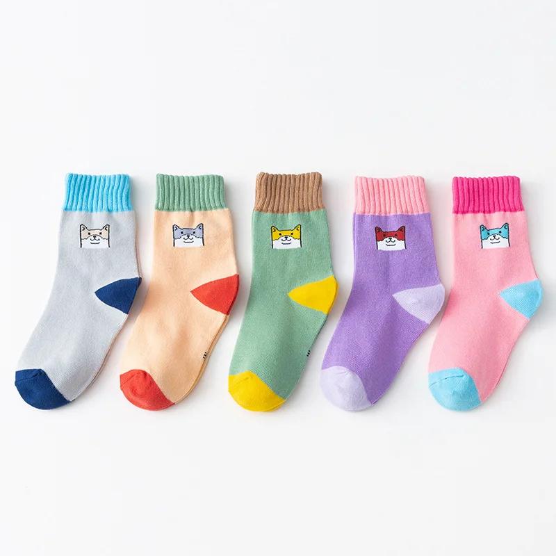5 Pairs Baby Cotton Socks Soft Cartoon Short Socks For Newborn Toddler Kids Boys Girls Age 0-10 Years Cute Sports Ankle Socks