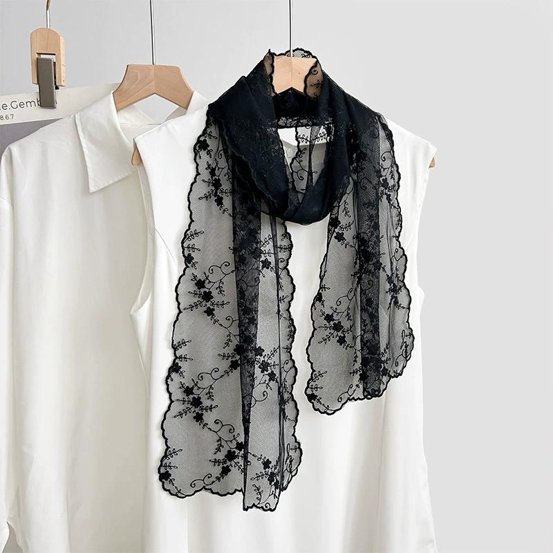 

Fancy Lace Scarves for Women Spring And Summer Decoration Embroidered Gauze Neck Protection Scarf 28cm*156cm