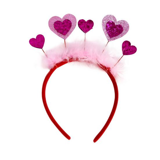 Opaska na Walentynki dla Kobiet Brokatowe Serce Miłości Dodatek do Włosów na Walentynki Ślub Urodziny Artykuły na Imprezę