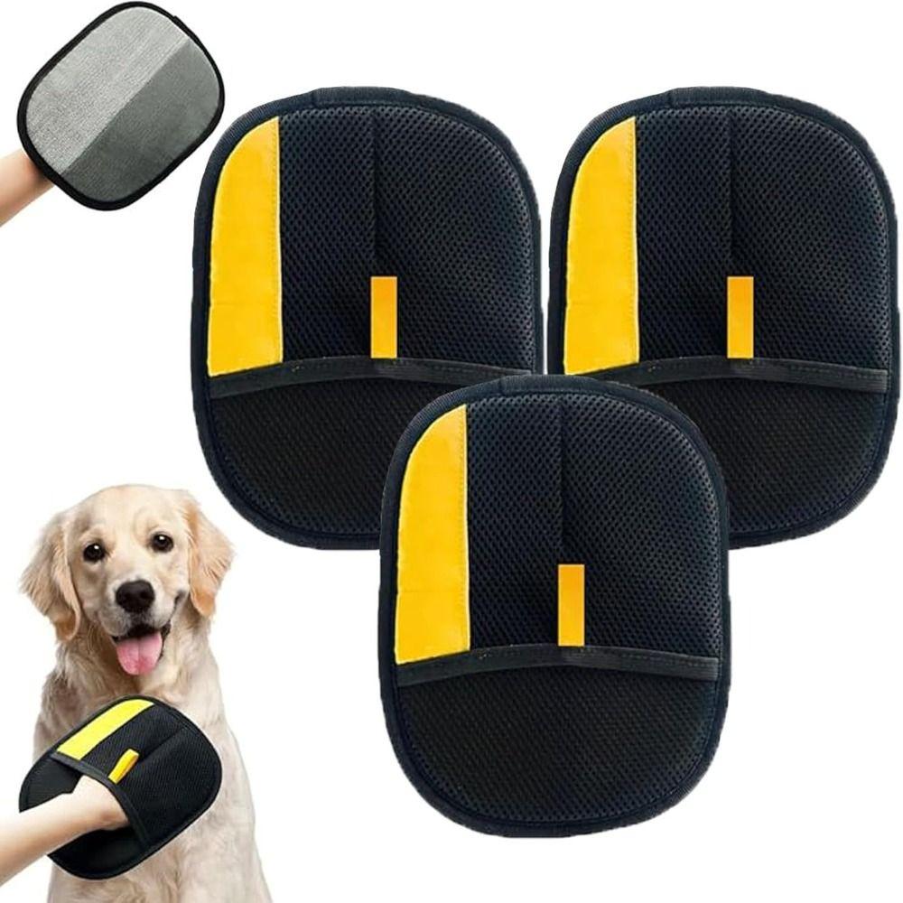 3PCS Soft Pet Grooming Gloves Multi-functional Pet Hair Remover Brush Static Dedusting Brush  Carpet