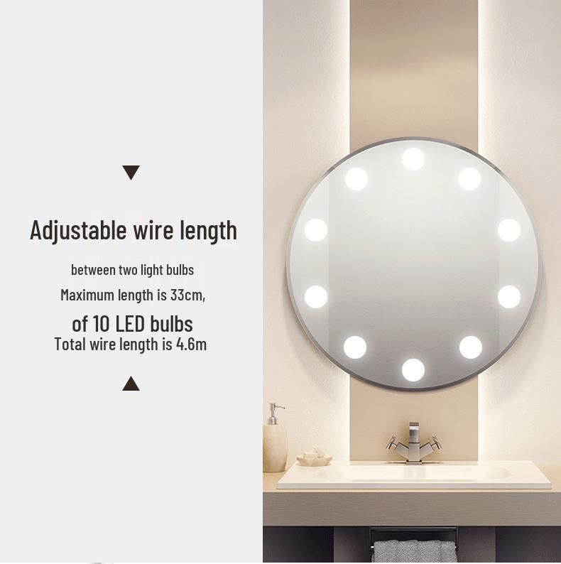 Three-Color LED Hollywood Makeup Mirror Lights with Bulbs