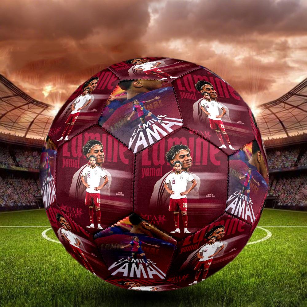 Lamine Yamal 19 Barcelona Player Action Size 5 Soccer Ball Machine-Stitched Indoor/Outdoor Training and Matches Ideal for Soccer Enthusiasts