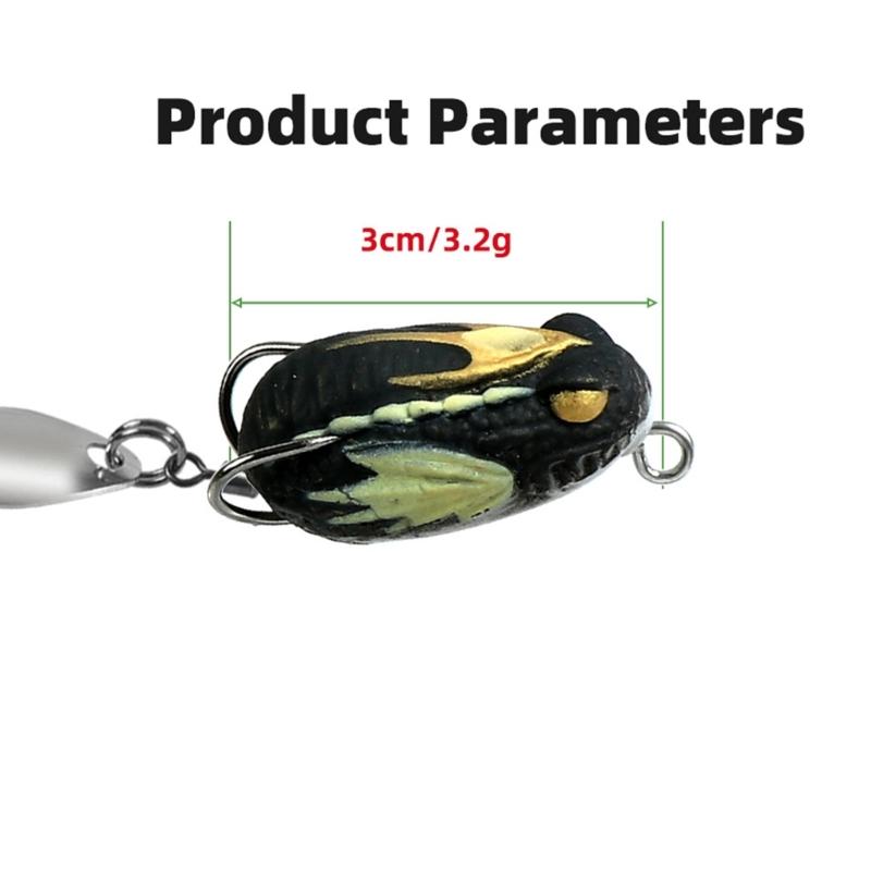 3cm 3.2g Ray Frogs Crankbait Lures PVC Frogs Lures Soft Frogs Baits for Blackfish Fishing Lures with Double Hook & Blade