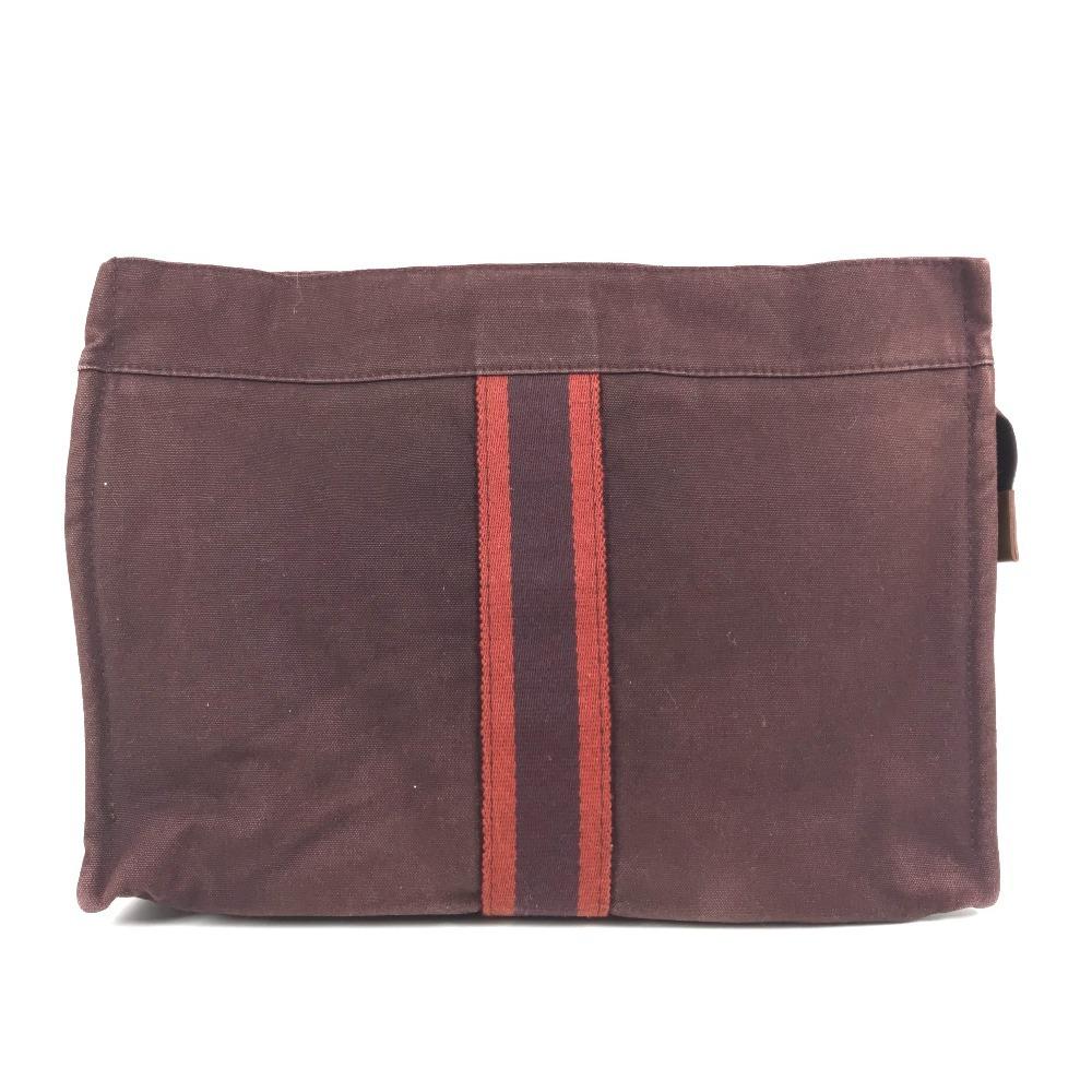 Hermes Fourre Tout Bag Pouch Bag Clutch Bag Cotton Wine-red
