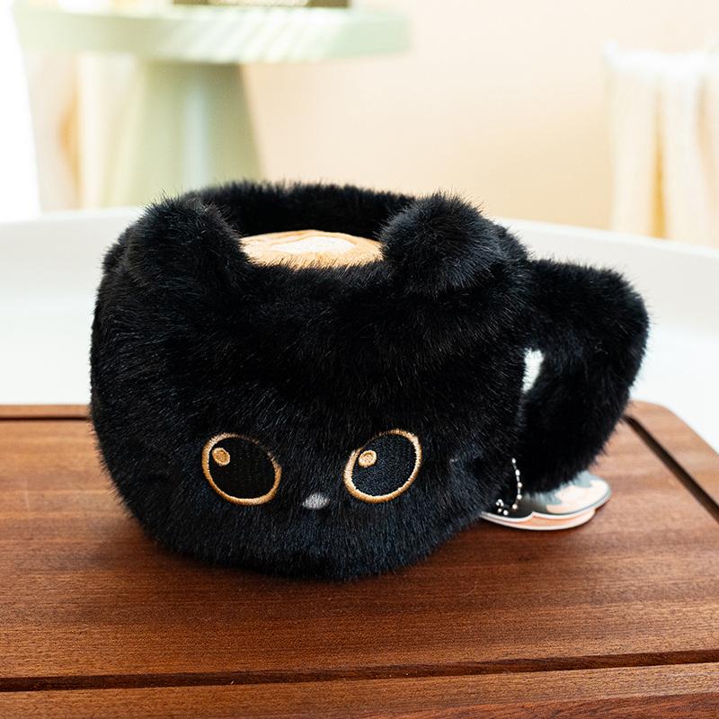 Kitten Koffiekop Pluche Speelgoed Gevuld Cartoon Kat Kop Speelgoed Creatieve Kantoor Bureau Decor Grappig Cadeau Voor Vrienden Familie 8cm