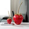 Simulation Strawberry Fruit Display Resin Crafts Gold Strawberry Figurine Decorative Figurines Home Decoration Accessories