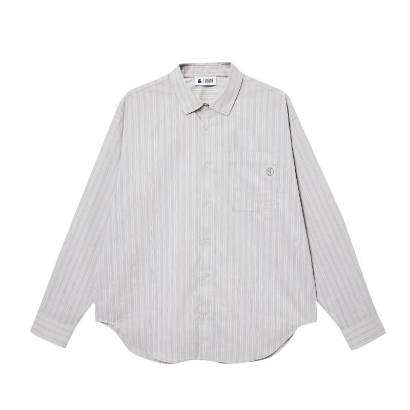 JACK&JONES Men's Striped Long Sleeve Turn-Down Collar Shirt
