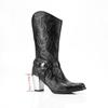 Fashion Women Fashion Trendy Retro Leather Boots Thick Heel Western Denim Boots Punk Black Side Zipper Couple  Mid-tube Boot Botas Mujer