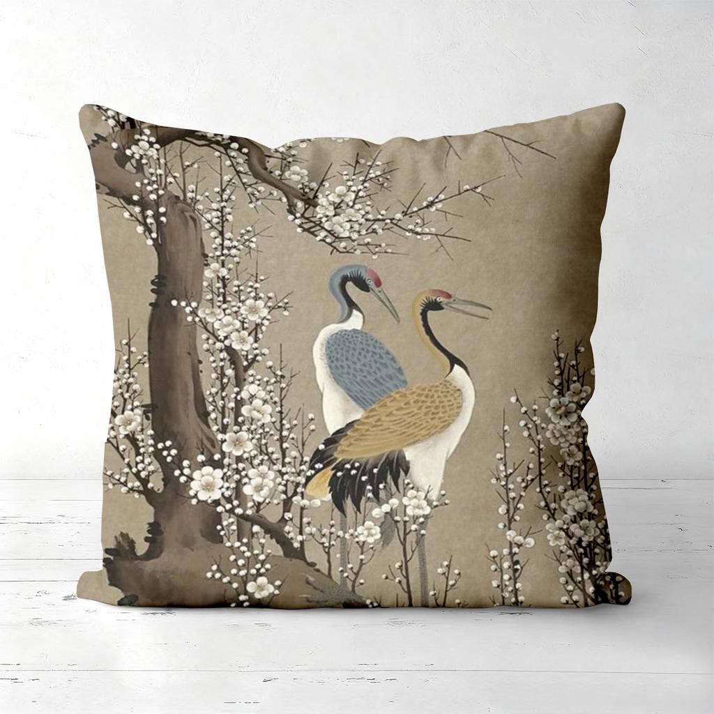 Birds and Blossoms Pattern Decorative Throw Pillow Polyester pillowcase, sofa decorative cushion cov Headboard Pillow