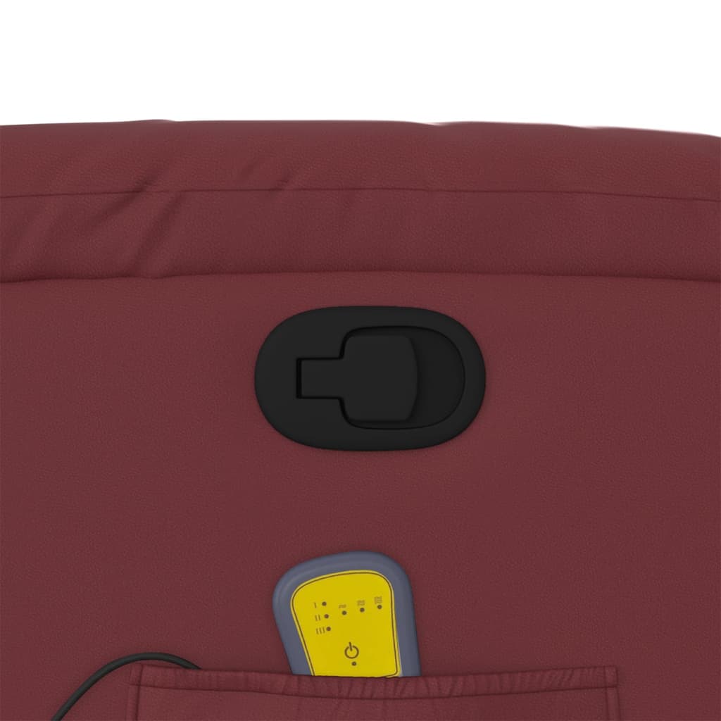 Massage Chair Burgundy Synthetic Leather