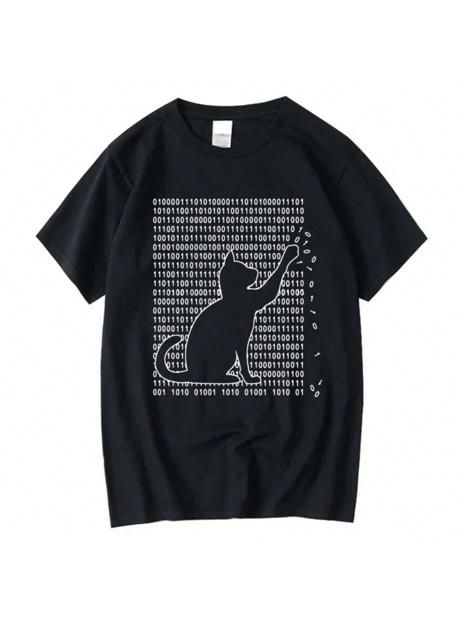 unisex s High Quality T-Shirt Funny Cool Cat Design Print Summer Loose Short Sleeve For unisex Wounisex T-Shirt Male Tops Tees S