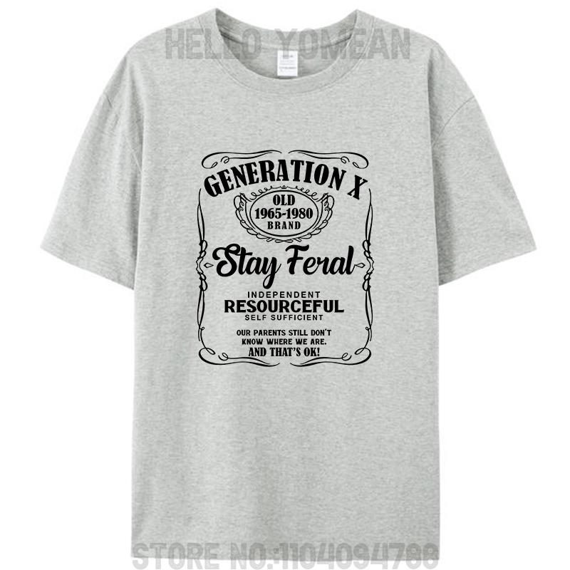 Generation X Stay Feral Resourceful Self Sufficient Funny Women Men's T-Shirt Gen X Graphic Casual Tee Shirts Hipster Loose Tops