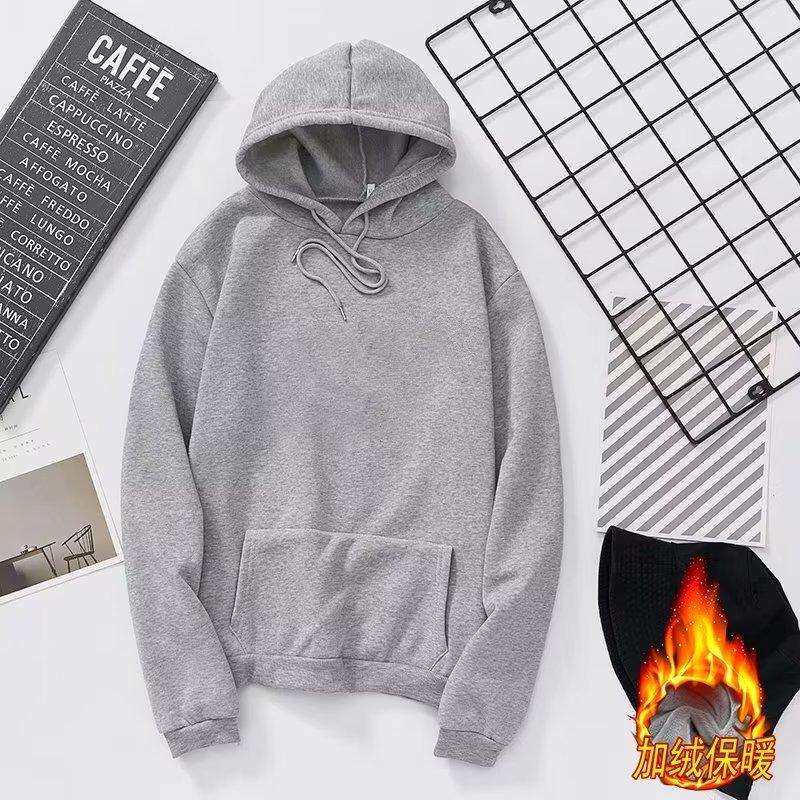 Herbst- und Winterkleidung Herren und Damen Samt Leeres Brett Druck Studentenjacke Langärmeliges Partner-T-Shirt Einfarbig Kapuzenpullover