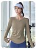 Juyi Hall Solid V-Neck Ruched Long Sleeve Women's Bodycon Yoga Top