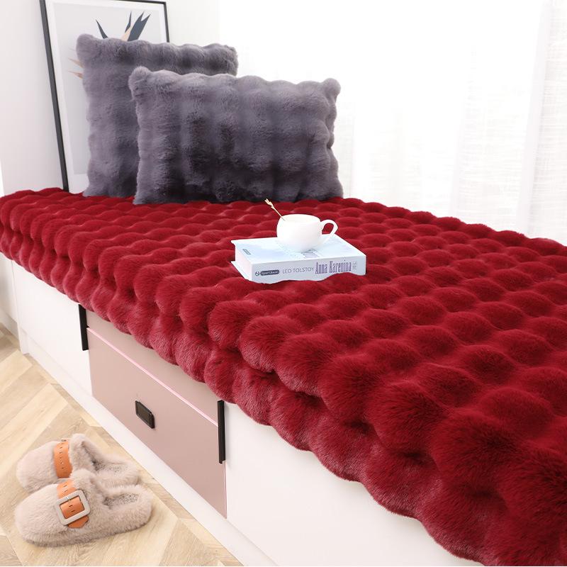 Plush Faux Rabbit Fur Bedroom Rug - Soft Tatami Full Coverage for Girls