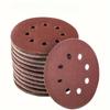 5 Inch 80 Grit Aluminum Oxide Sanding Discs - 8 Hole Hook & Loop for Air Grinder - Red Velvet Sandpaper for Metal/Wood Polishing