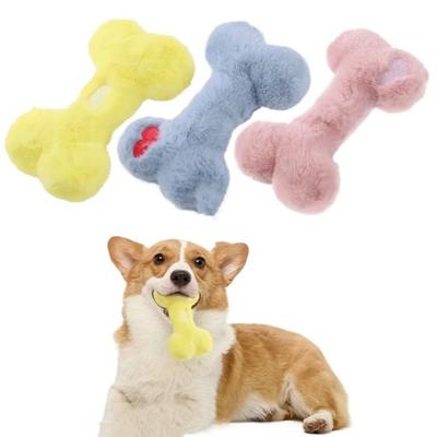 Neue Plüsch Hundespielzeuge Knochenform Geräuschvolle Haustierspielzeuge Bissfest Verschleißfest Zähne Mahlende Spielzeuge