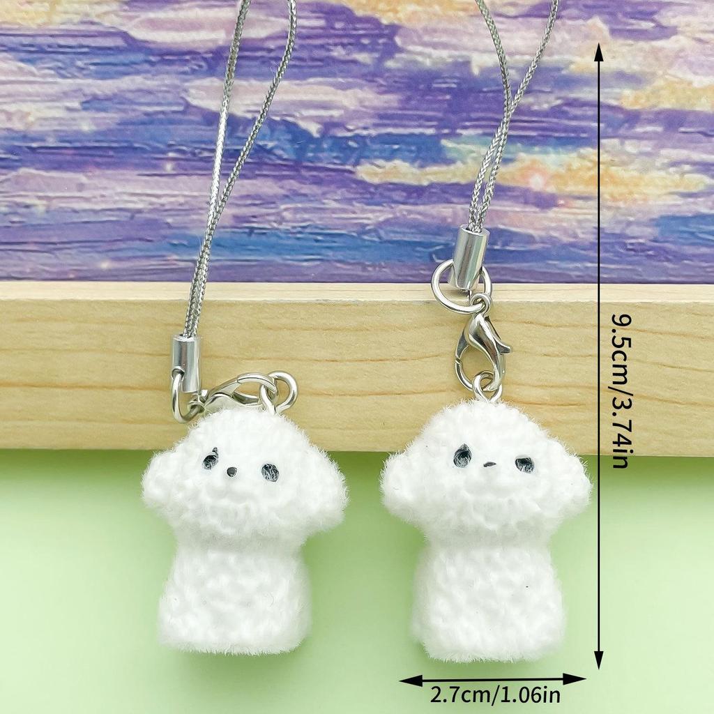 Cute 3D Resin Dog Keychain & Phone Lanyard Gift