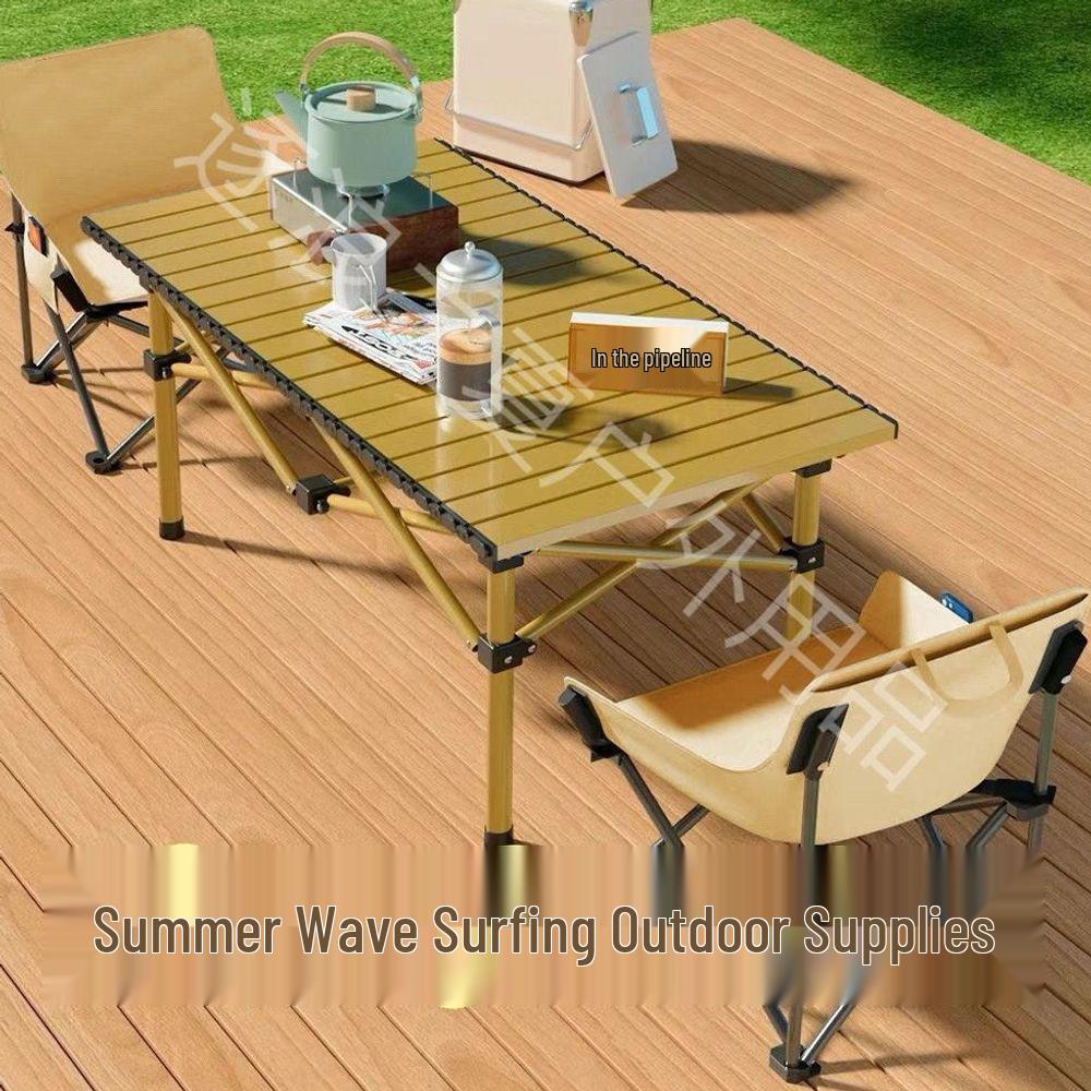Portable Outdoor Folding Table and Chairs Set - Compact Egg Roll Design for Camping and Picnics