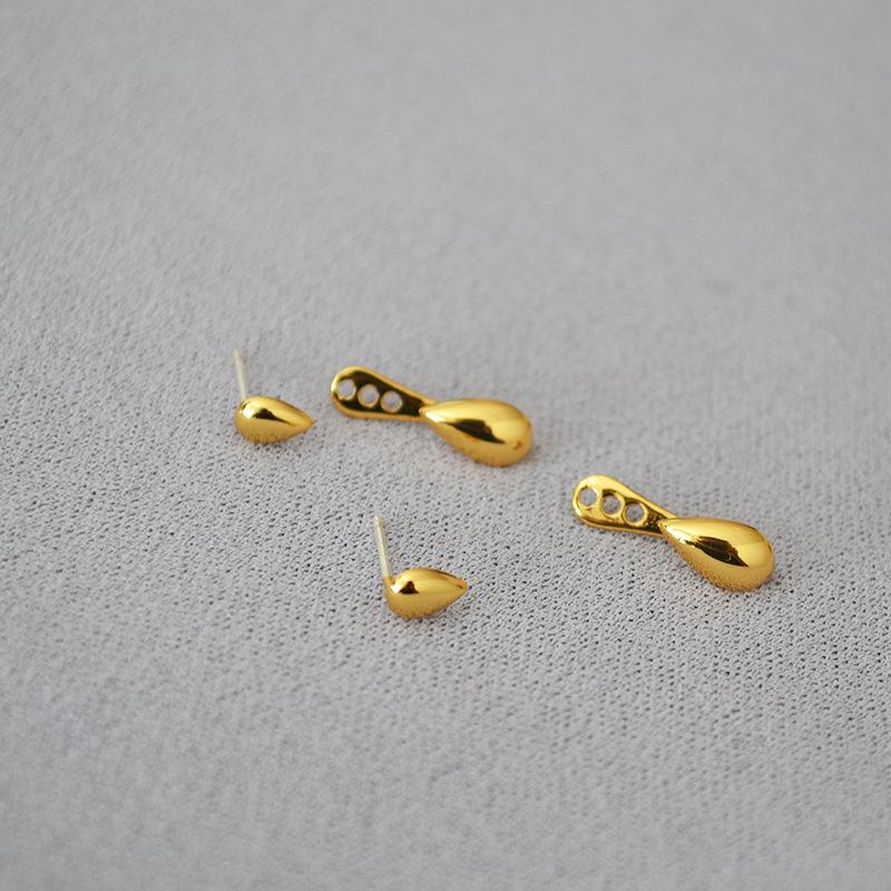 Korean-Style Gold-Plated Teardrop Earrings with 925 Silver Needle