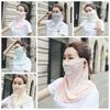 With Neck Flap Sunscreen Face Mask Veil Flower Driving Face Shield Veil  Ladies/Girls