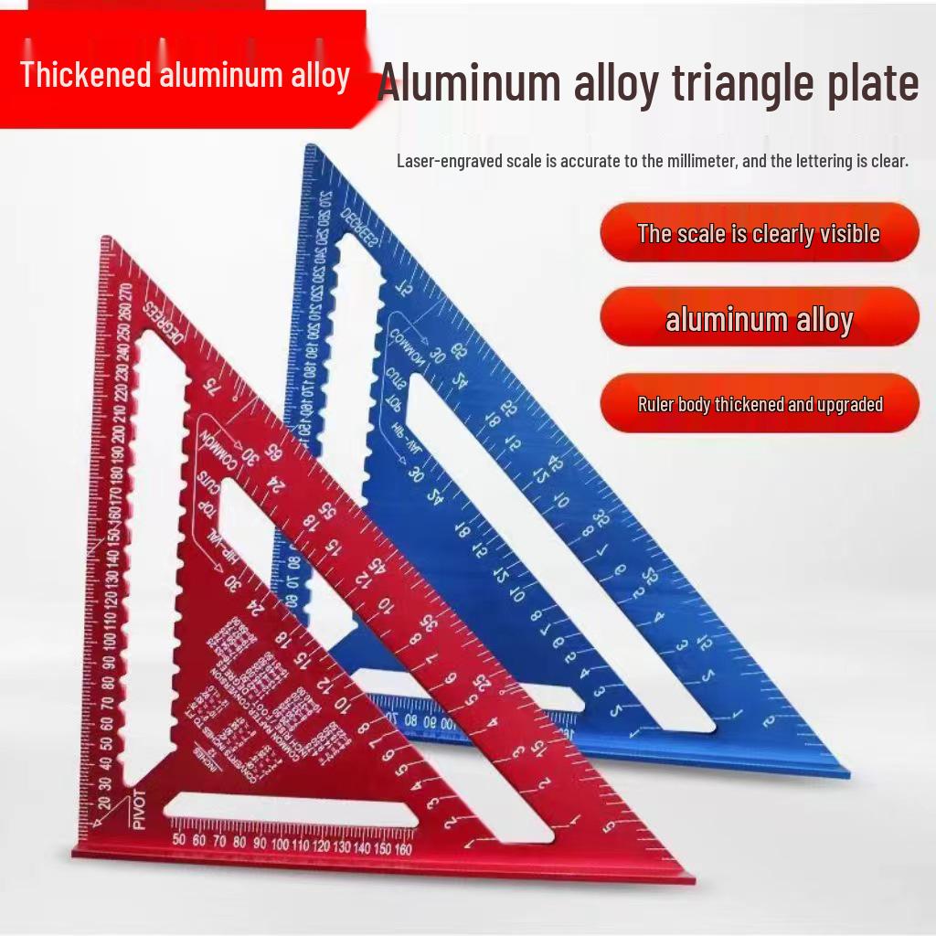 Righello a Squadra Triangolare in Lega di Alluminio Ispessito 45°/90°: Utensile multifunzionale per la lavorazione del legno