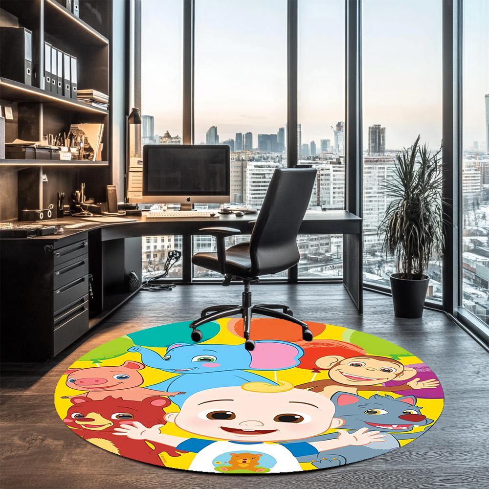 CoComelon Printed Round Rug Carpet Chair Rug Area Rug Entryway Doormats,for Office Chair Living Room Bedroom Kitchen Room.