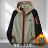 Men's Plus Size Fleece Hooded Jacket Color Block Zip Up Warm Casual Hoodie for Big Men