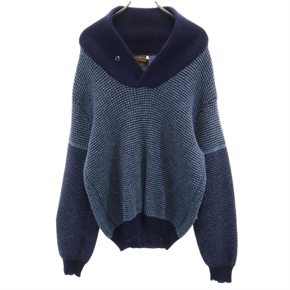 

Eddie Bauer 80s Wool Black Tag Old Long sleeve sweater L Navy Knit Thick Men s Used