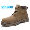 Fashion Warm Plush Fur Winter Botas High Top Mens Suede Leather Motorcycle Boots Non-Slip Lace-Up Outdoor Shoes New Arrival Basic Boots