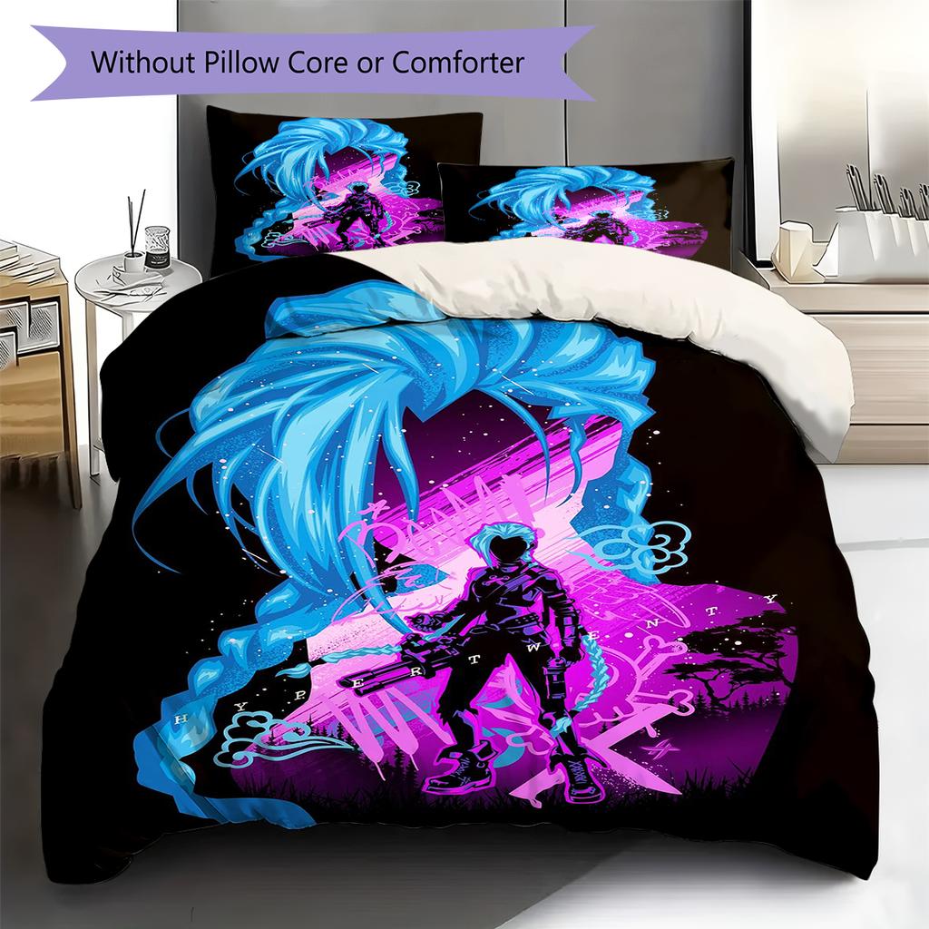Jinx Pattern Bedding,Quilt Set Quilt Cover Pillowcase Home Birthday Gift (1 * Duvet Cover + 2 * Pillowcase, Without Core)