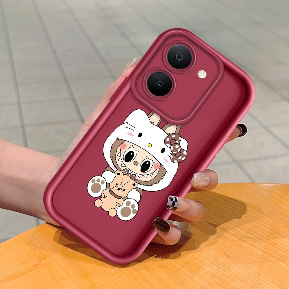 

М яка силіконова квадратна драбина з малюнком для телефону Корпус телефону Повне покриття Камера Протиударний захист Гумовий чохол для Vivo Vivo V50 Lite 4G темно-червоний колір